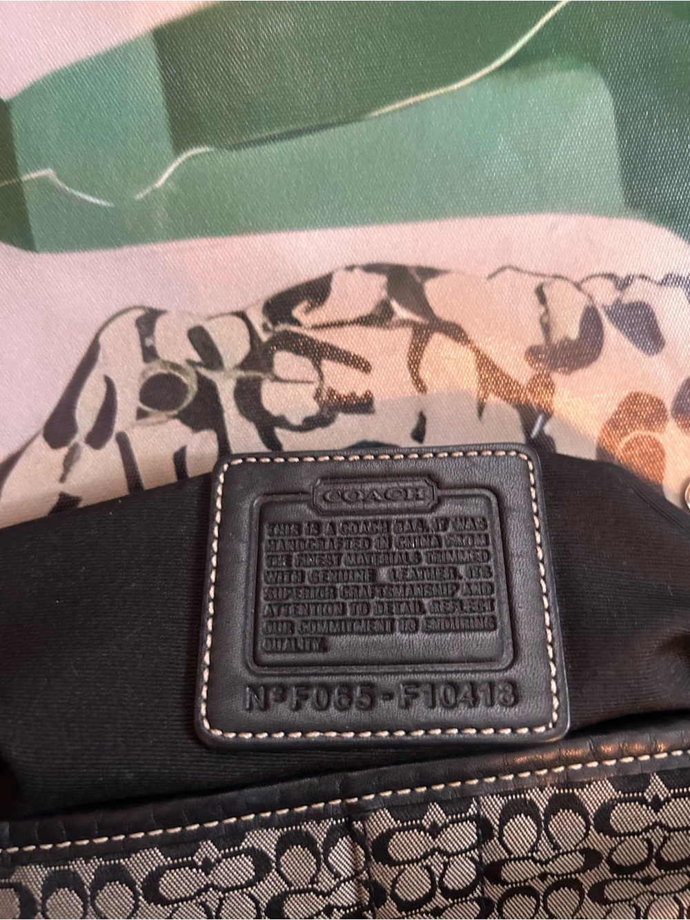 Vintage Y2K Coach Signature Jacquard and Leather Shoulder Bag in Gray/Black - Picture 2 of 11